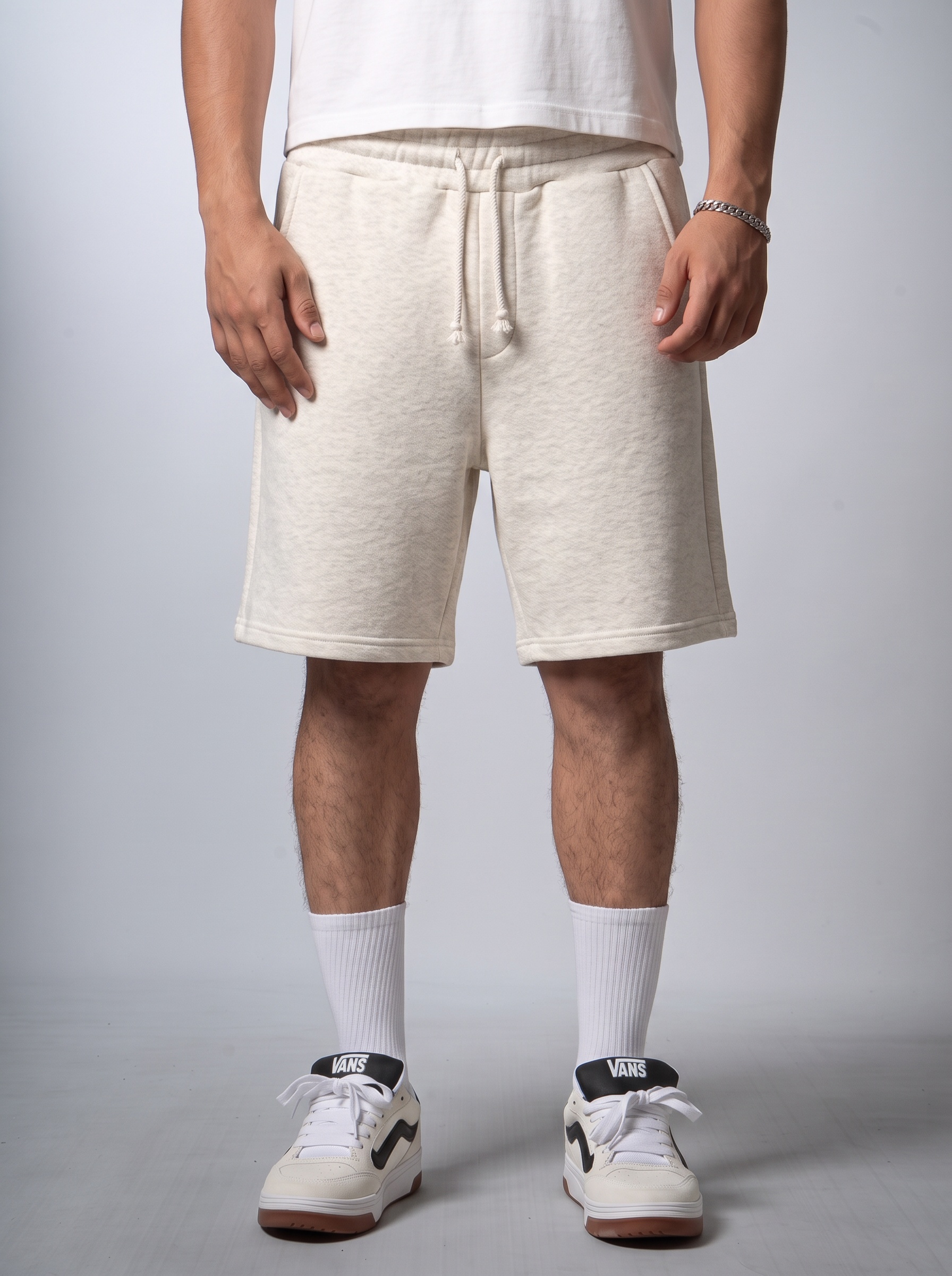 Gri Diagonal Baggy Şort