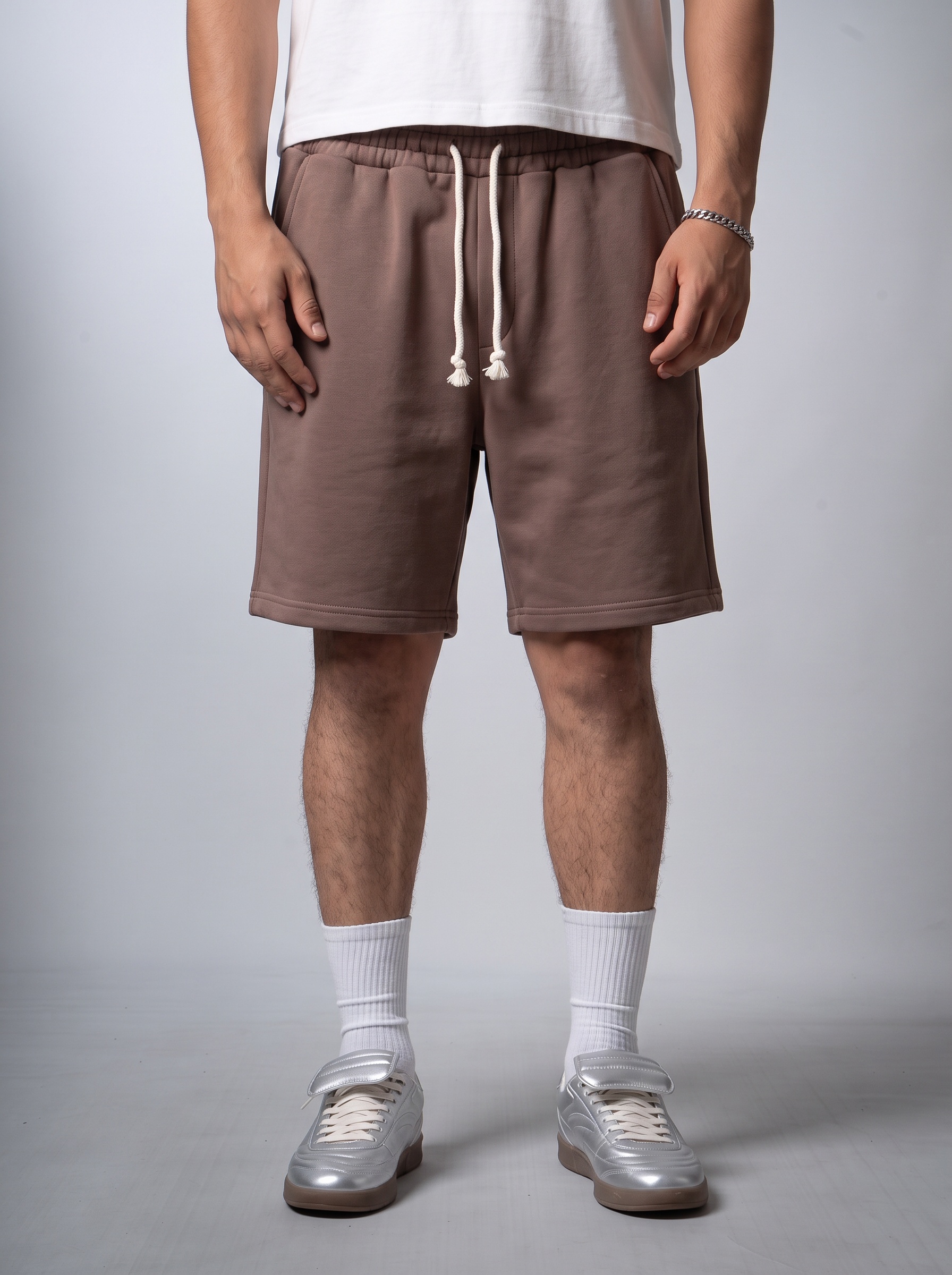Kahve Diagonal Baggy Şort